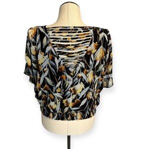 THALIA SODI Women's Blouse Cold Shoulders Multicolor Short Sleeve Size Medium